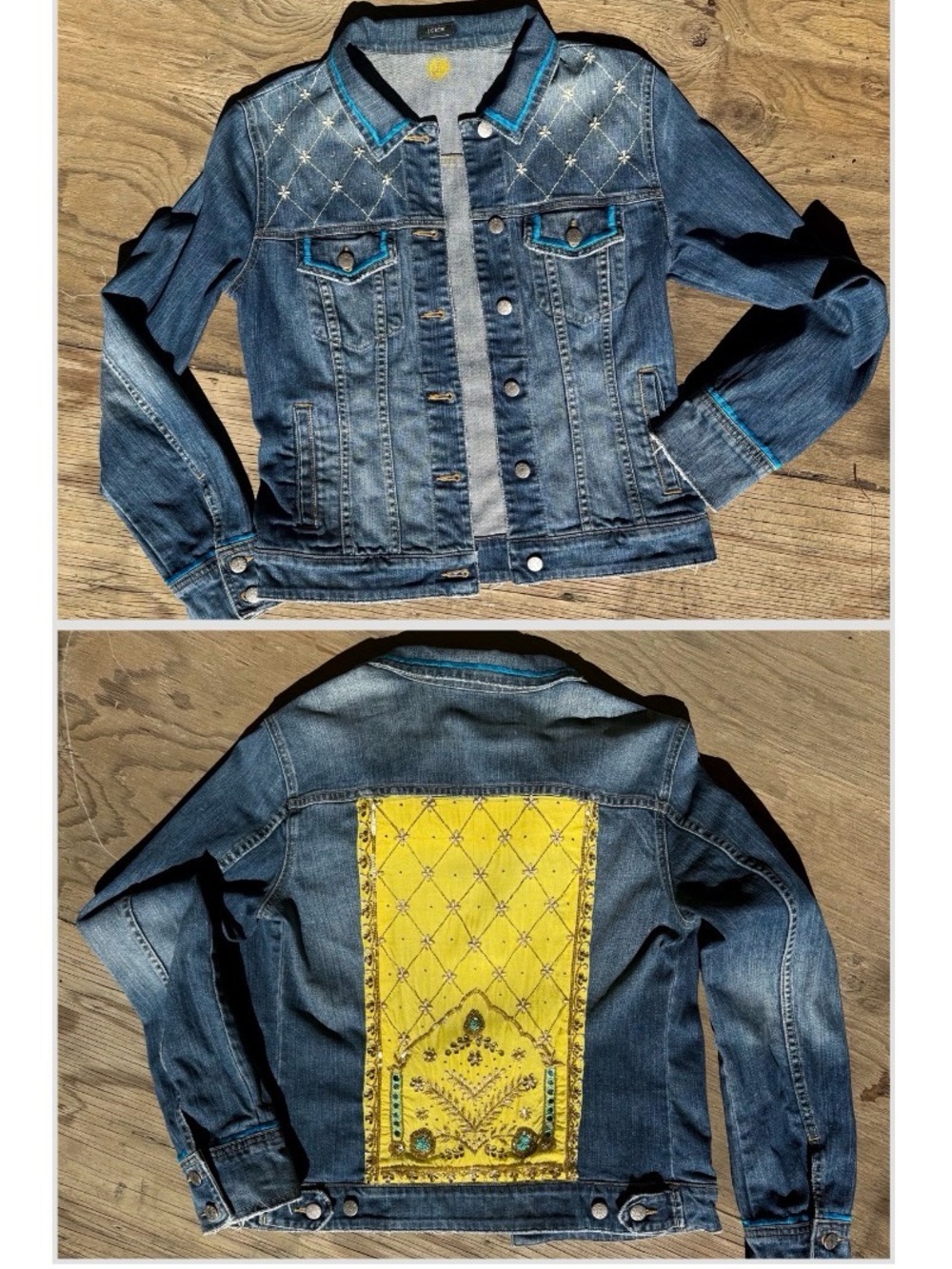 J. Crew Upcycled Hand-Sewn Denim Jacket | One of a Kind | size L